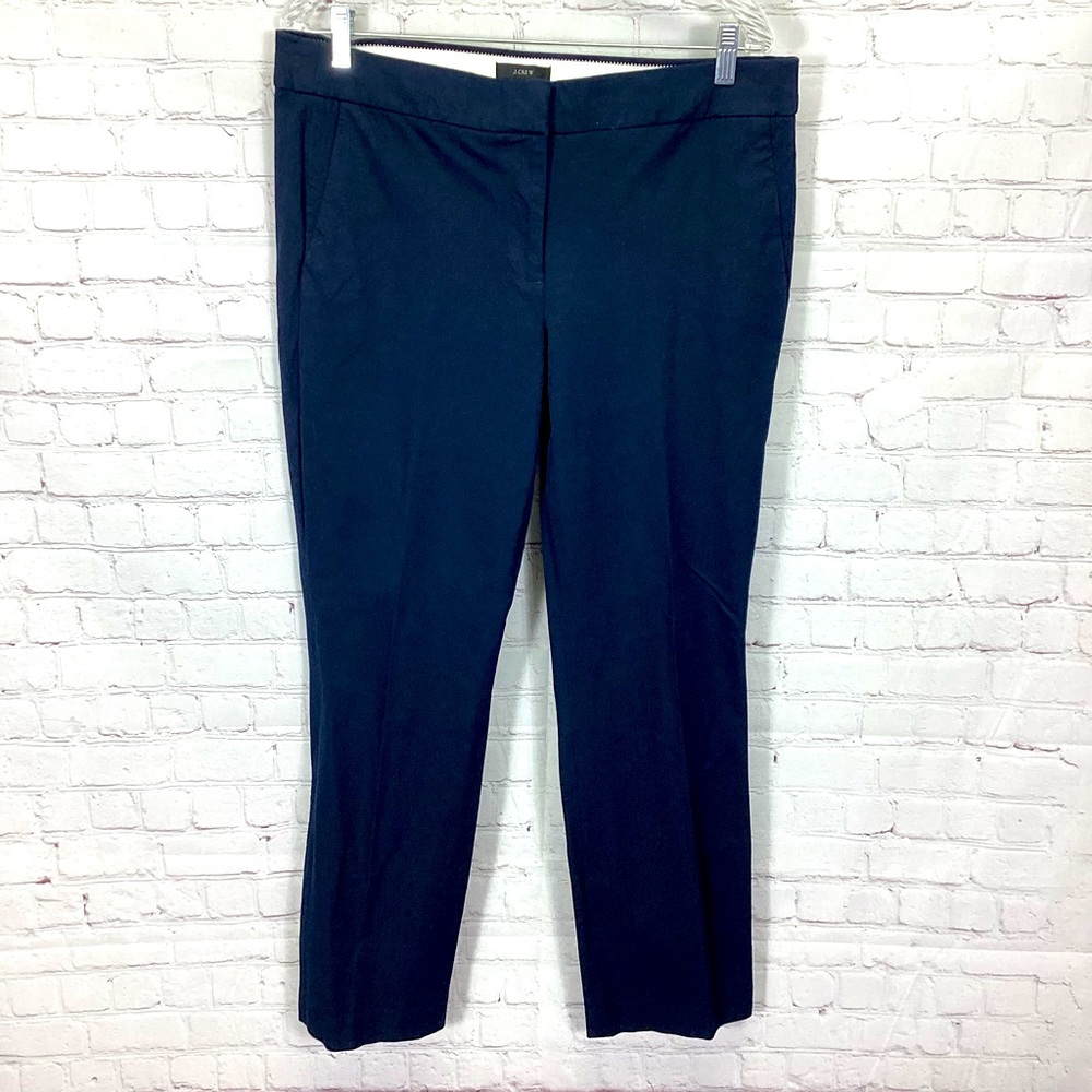 J. Crew Favorite Fit Women’s 12 Tall Dress Pants 100%Wool Navy Blue‎ Lightweight